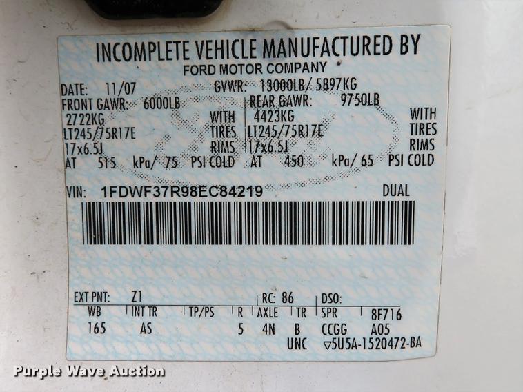 image for item DG3889 2008 Ford F350 Super Duty XL utility bed pickup truck