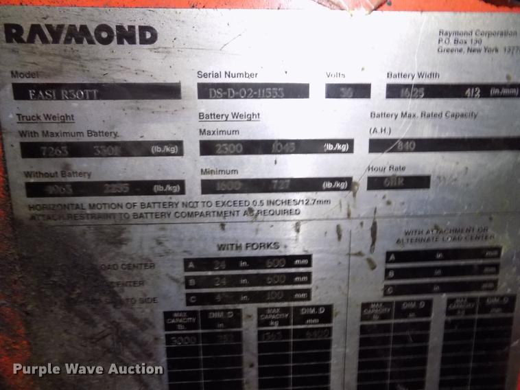 image for item EH9374 Raymond EASI-R30TT forklift