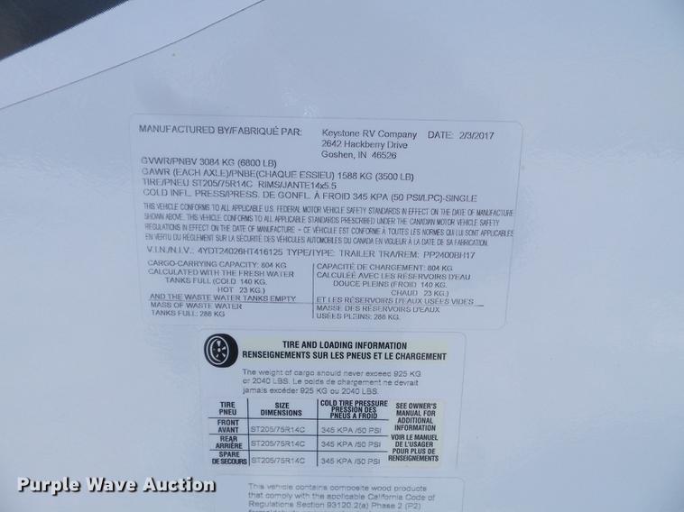 image for item EW9929 2017 Keystone Passport camper