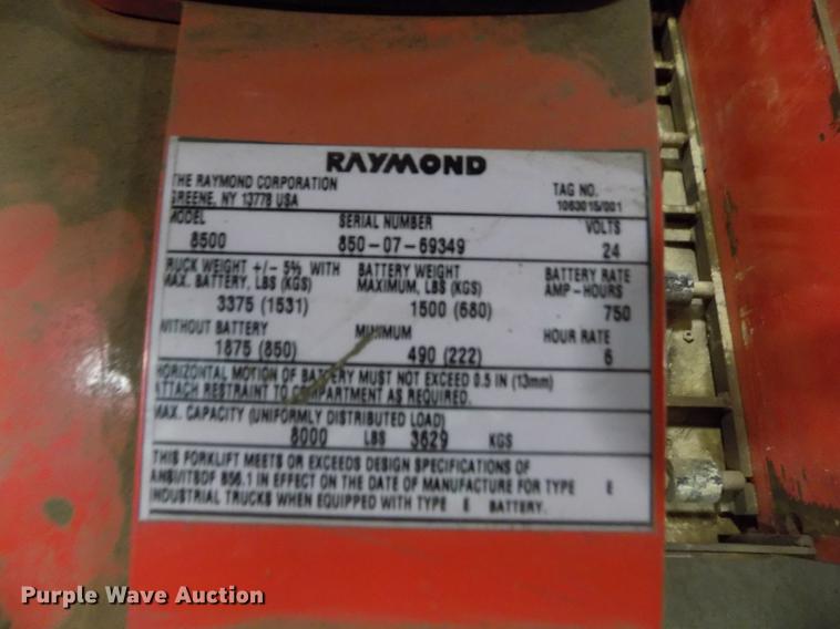 image for item FH9041 Raymond 8500 pallet jack