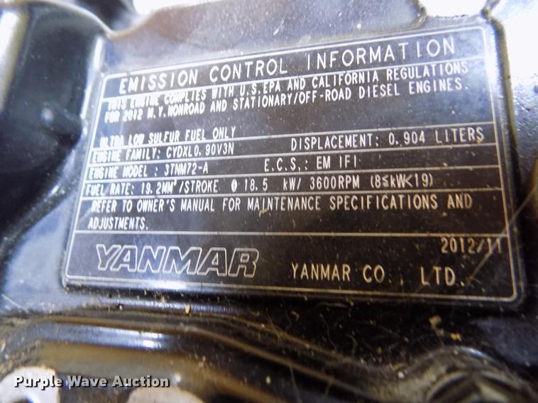 image for item FH9165 2012 Yanmar 3TNM72-A 0.904L three cylinder diesel engine