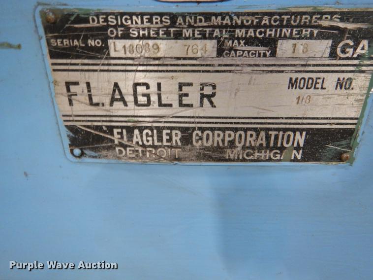 image for item FM9934 Flagler 18 sheet metal machine
