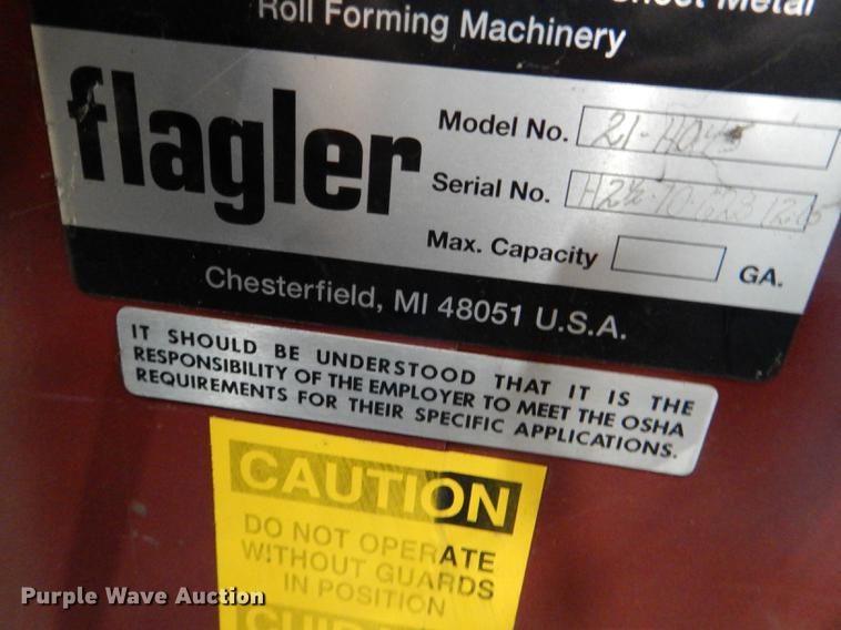 image for item FM9935 Flagler 21-H045 sheet metal machine