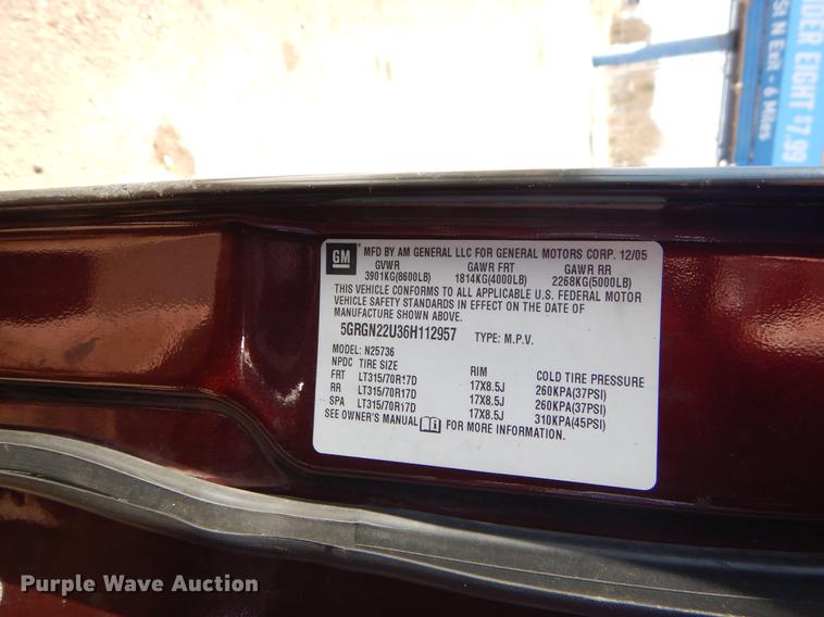 image for item FQ9732 2006 Hummer H2 SUV