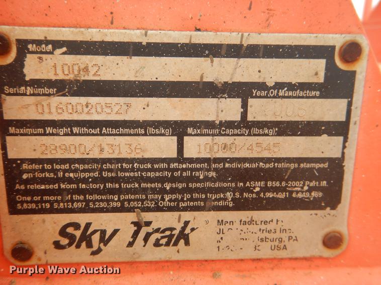 image for item BE9254 2006 SkyTrak 10042 telehandler