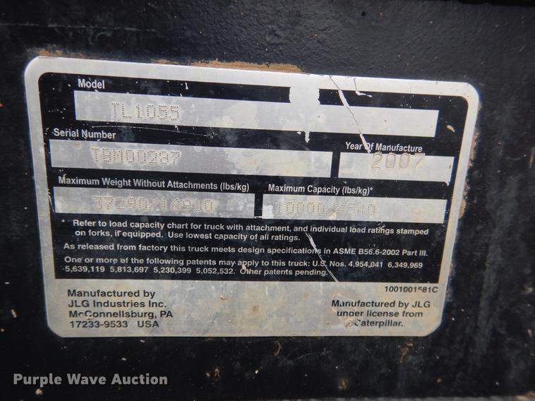 image for item BE9262 2007 Caterpillar TL1055 telehandler