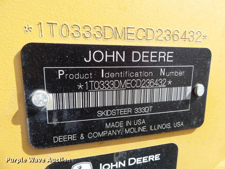 image for item CD9575 2013 John Deere 333D skid steer
