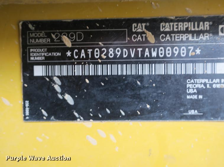image for item DB8876 2014 Caterpillar 289D skid steer