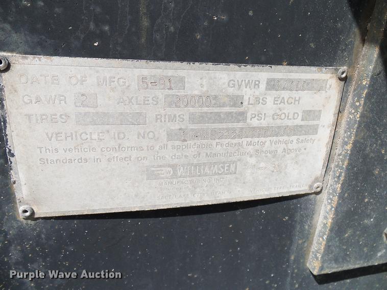 image for item DD6007 1991 Williamson 41-2811L end dump trailer