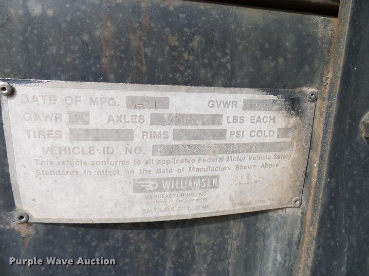 image for item DD6017 1991 Williamson 28116A end dump trailer