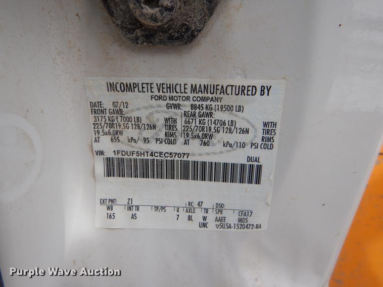 image for item DE0157 2012 Ford F550 Super Duty bucket truck