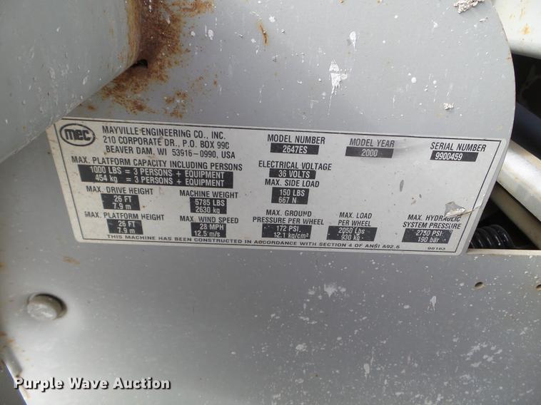 image for item EW9931 2000 Mec 2647ES scissor lift