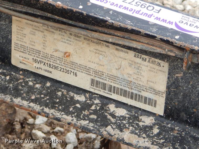 image for item FQ9577 2014 Big Tex utility trailer