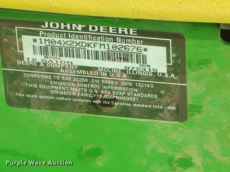 image for item FQ9588 2015 John Deere Gator TX utility vehicle