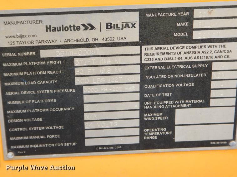 image for item FQ9599 2011 Biljax 3632 boom lift