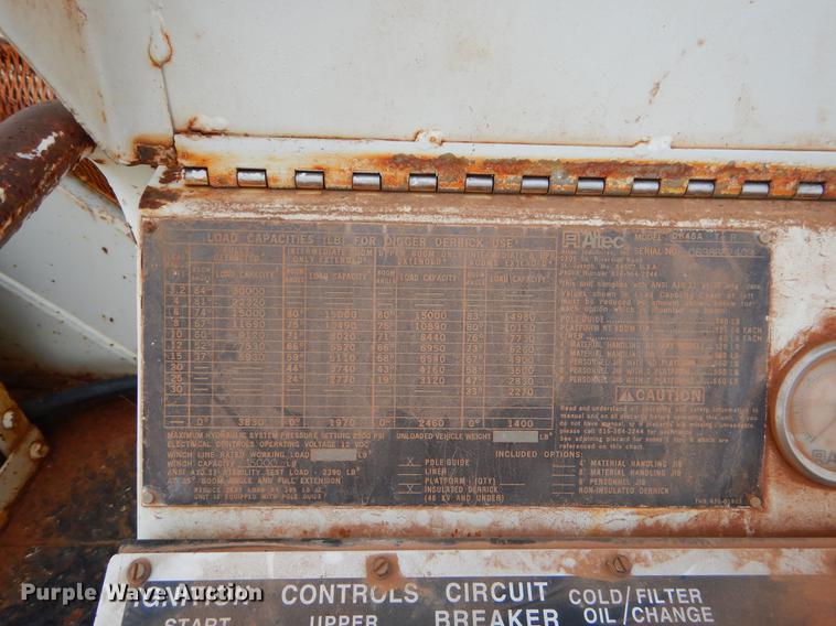 image for item FQ9645 1992 International 4700 digger derrick truck