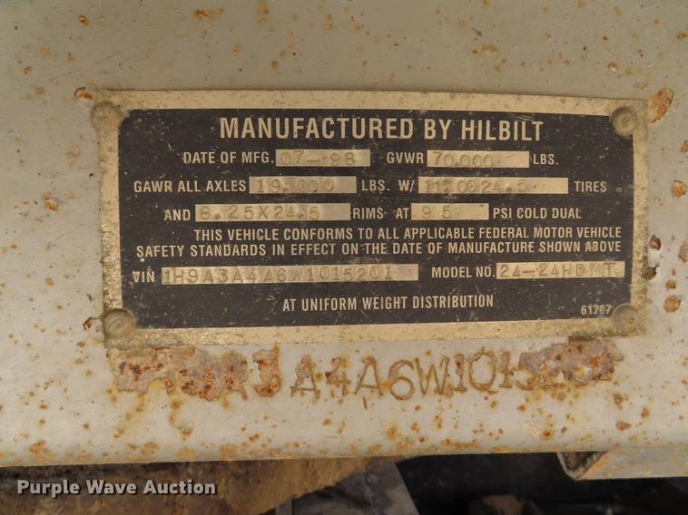 image for item L1490 1998 Hilbilt Hi Dump end dump trailer