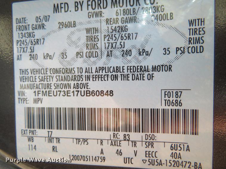 image for item DD6922 2007 Ford Explorer SUV