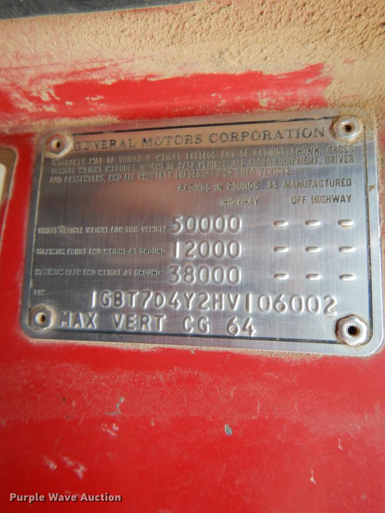 image for item DE6043 1987 Chevrolet C70 dump truck