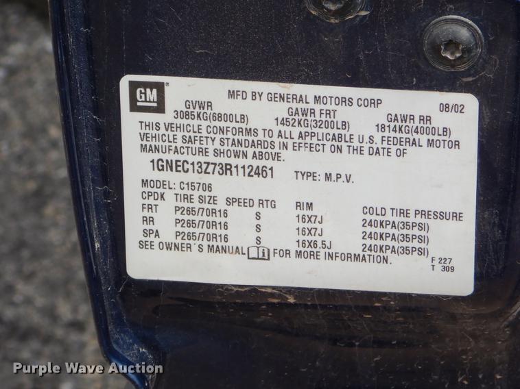 image for item EZ9792 2003 Chevrolet Tahoe SUV