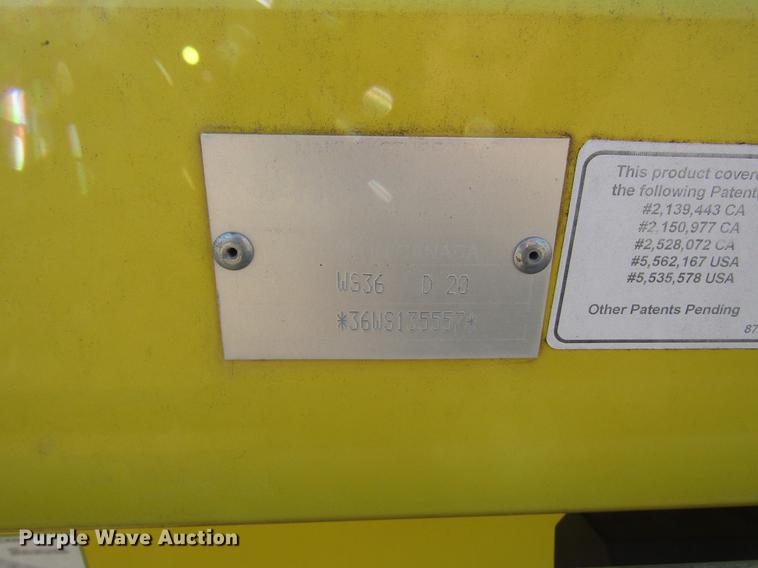 image for item DB6777 2013 Honey Bee WS36 D20 draper swather head