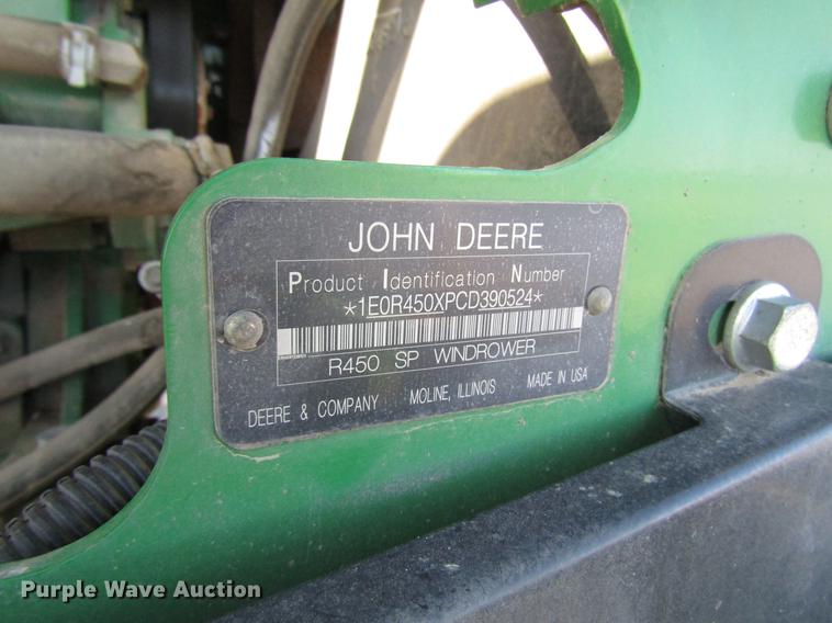 image for item DB6781 2013 John Deere R450 windrower