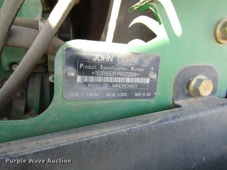 image for item DB6783 2011 John Deere R450 windrower