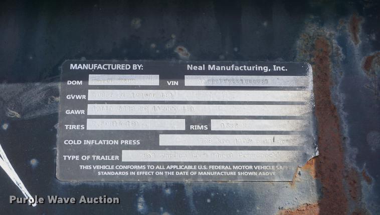image for item DF7646 2002 Neal equipment trailer
