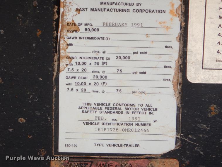 image for item EO9714 1991 East ejector transfer trailer