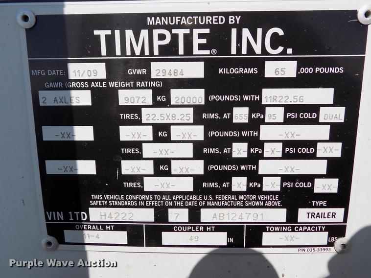 image for item FA9509 2010 Timpte Super Hopper double hopper bottom grain trailer