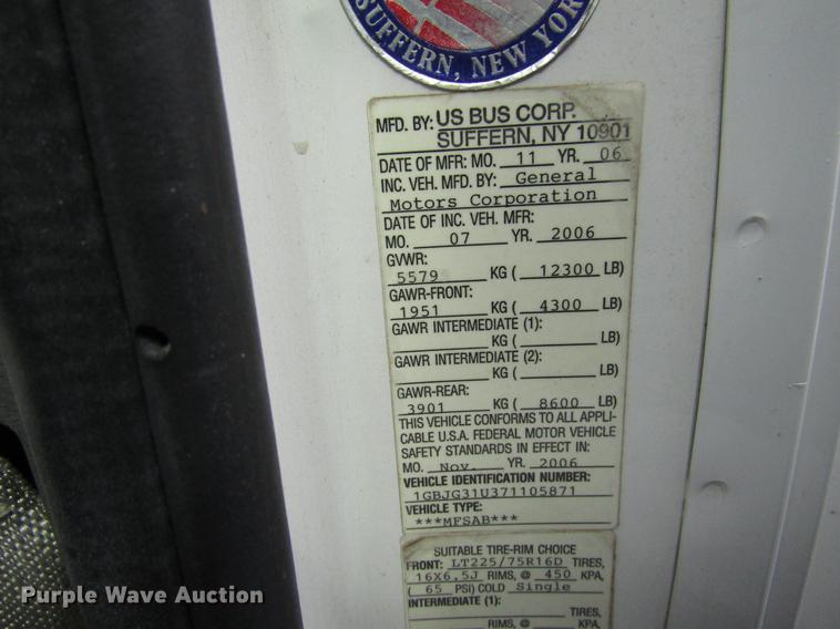 image for item DB6755 2007 Chevrolet Express 3500 Cargo school bus