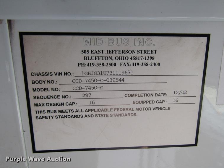 image for item DB6756 2003 Chevrolet Express G3500 school bus