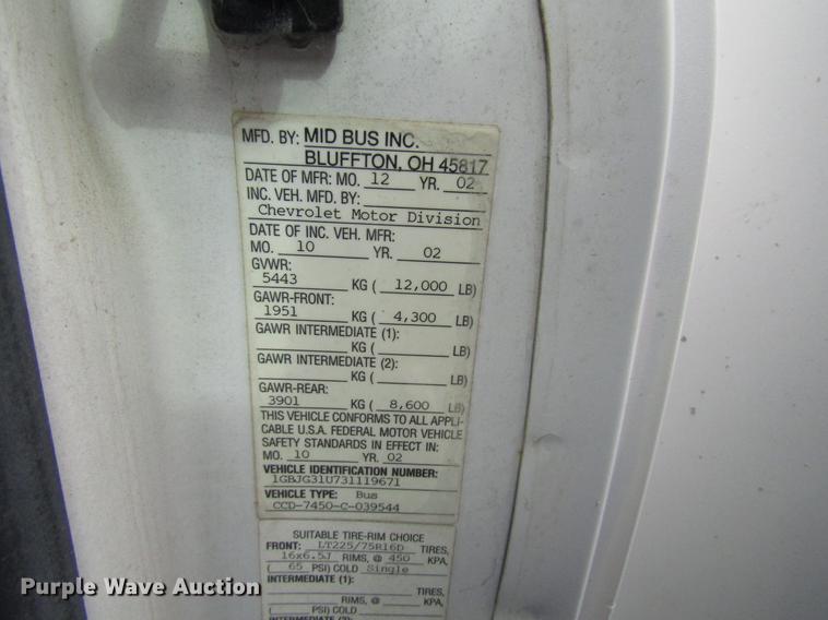 image for item DB6756 2003 Chevrolet Express G3500 school bus