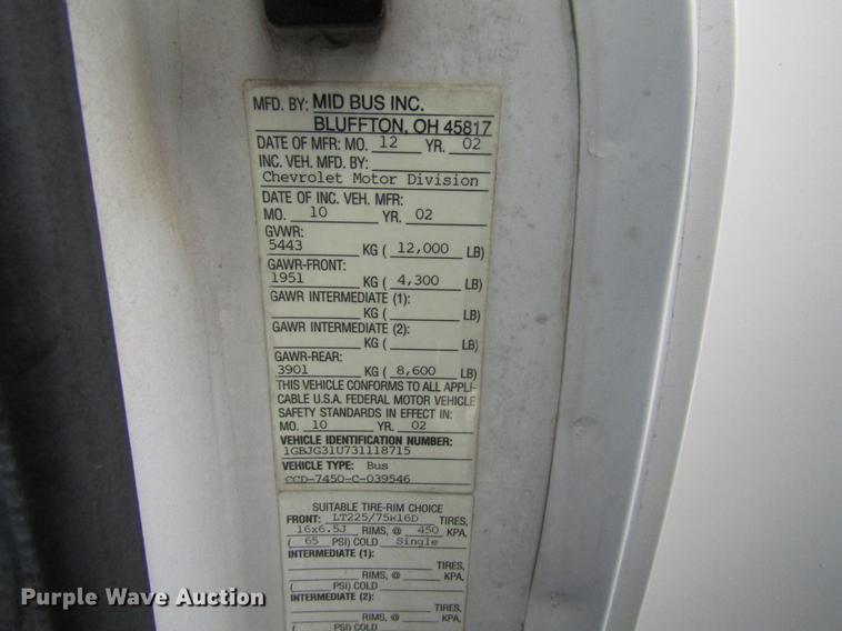 image for item DB6757 2003 Chevrolet Express G3500 school bus