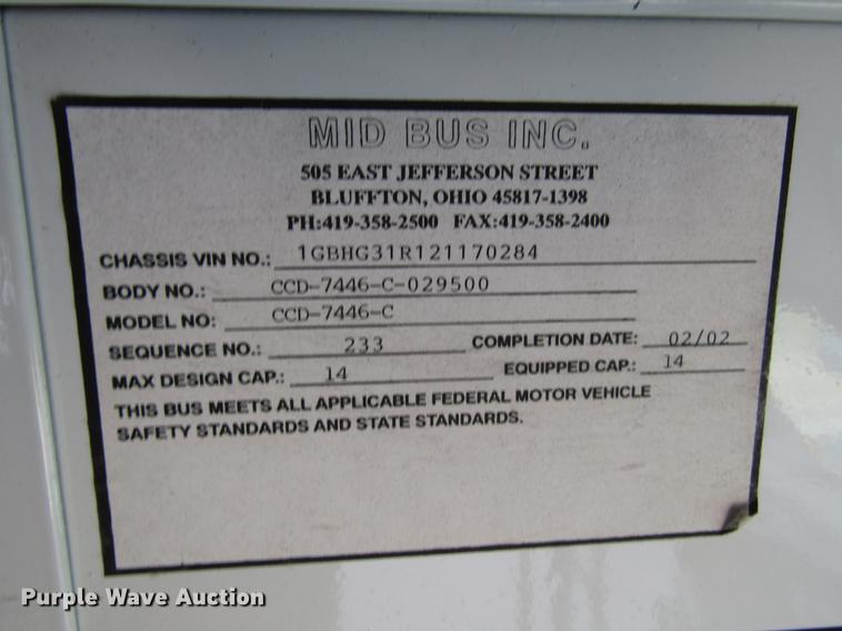 image for item DB6758 2002 Chevrolet Express 3500 Cargo school bus