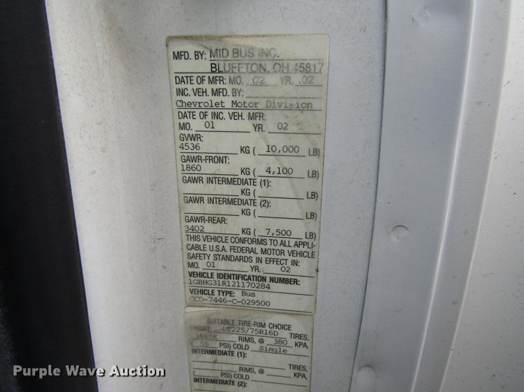 image for item DB6758 2002 Chevrolet Express 3500 Cargo school bus