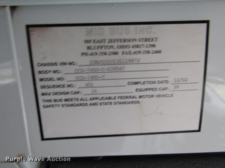 image for item DB6761 2003 Chevrolet Express G3500 school bus