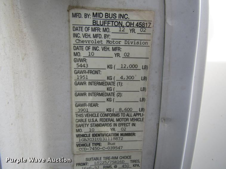 image for item DB6761 2003 Chevrolet Express G3500 school bus