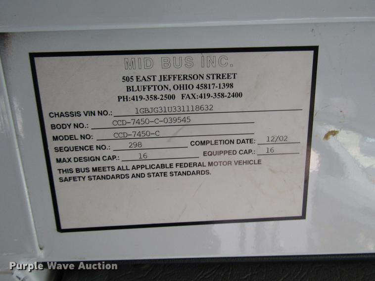 image for item DB6763 2003 Chevrolet Express G3500 school bus