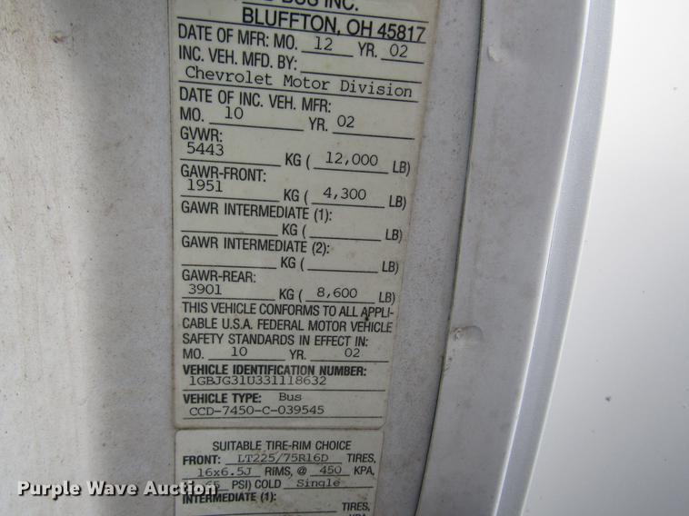 image for item DB6763 2003 Chevrolet Express G3500 school bus