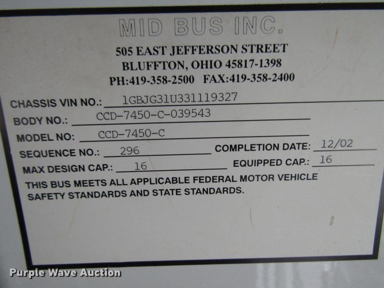 image for item DB6764 2003 Chevrolet Express G3500 school bus