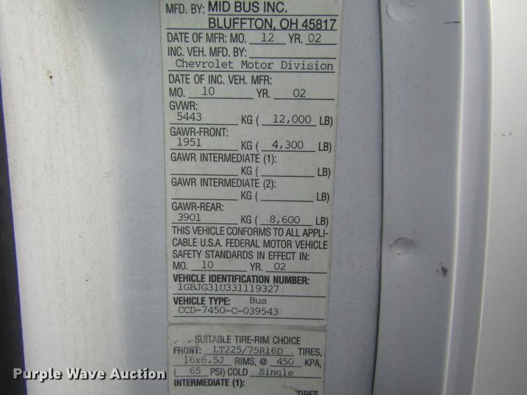 image for item DB6764 2003 Chevrolet Express G3500 school bus