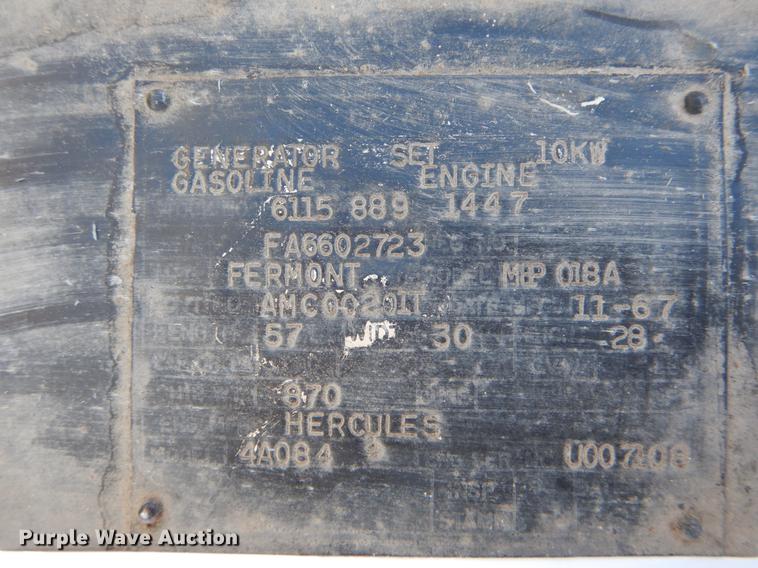 image for item DE6063 1967 Hercules 4A084 generator