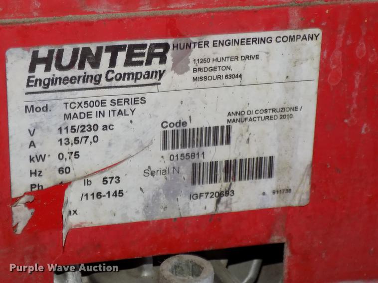 image for item DE7638 2011 Hunter TCX535E tire machine