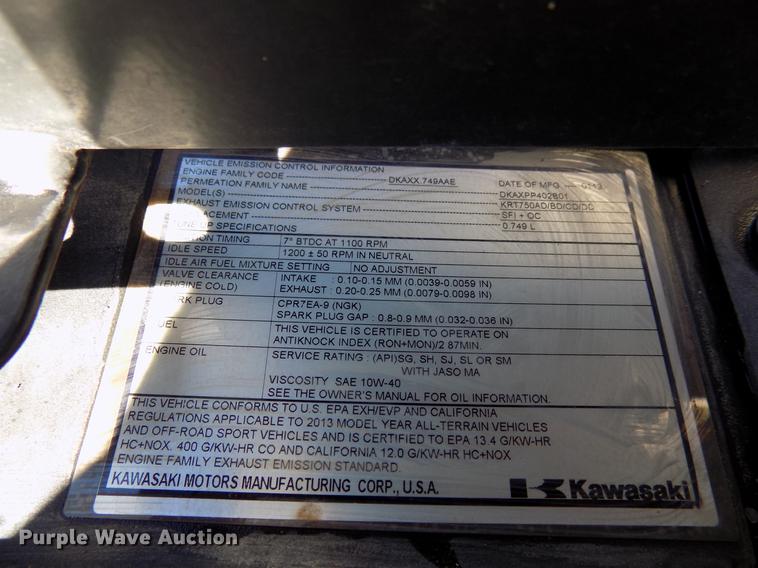 image for item DF4387 2013 Kawasaki KRT750 utility vehicle