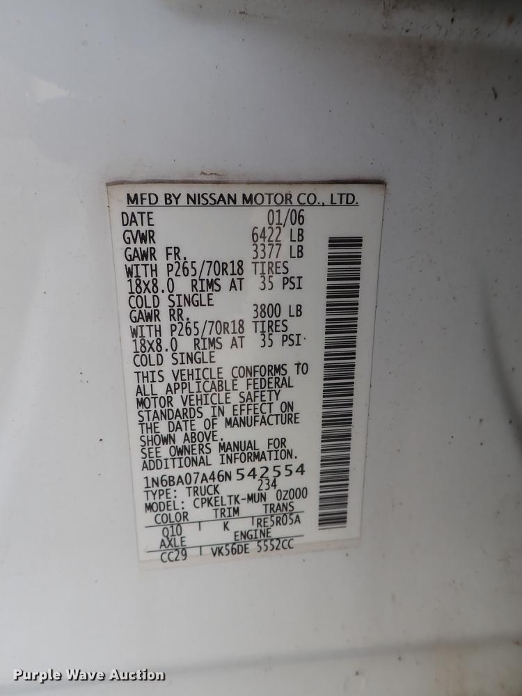 image for item DF8796 2006 Nissan Titan Crew Cab pickup truck