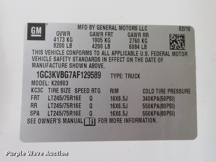 image for item DG3911 2010 Chevrolet Silverado 2500HD utility bed pickup truck