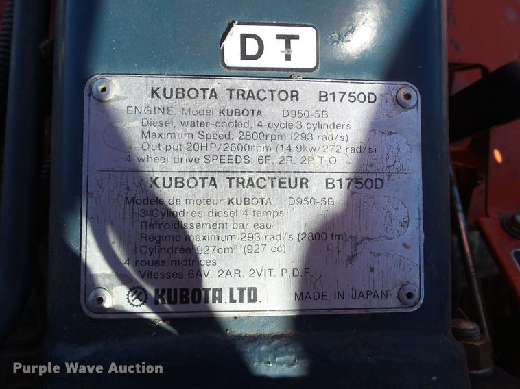 image for item EM9103 Kubota B1750 MFWD tractor