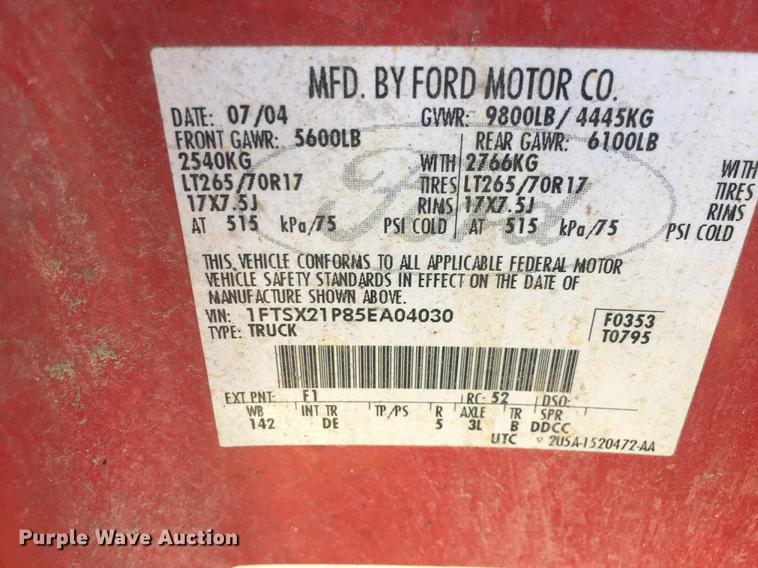 image for item FQ9511 2005 Ford F250 Super Duty SuperCab pickup truck