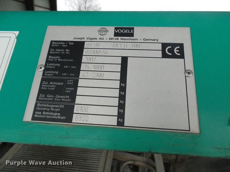 image for item DF7144 2007 Vogele Super 700 paver